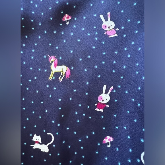 Vintage y2k forever 21 kawaii kidcore unicorn cat bunny mushroom pleated dress L - Picture 6 of 14